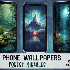 Forest mobile wallpaper iPhone mountain wallpaper smartphone wallpaper set Phone background nature art