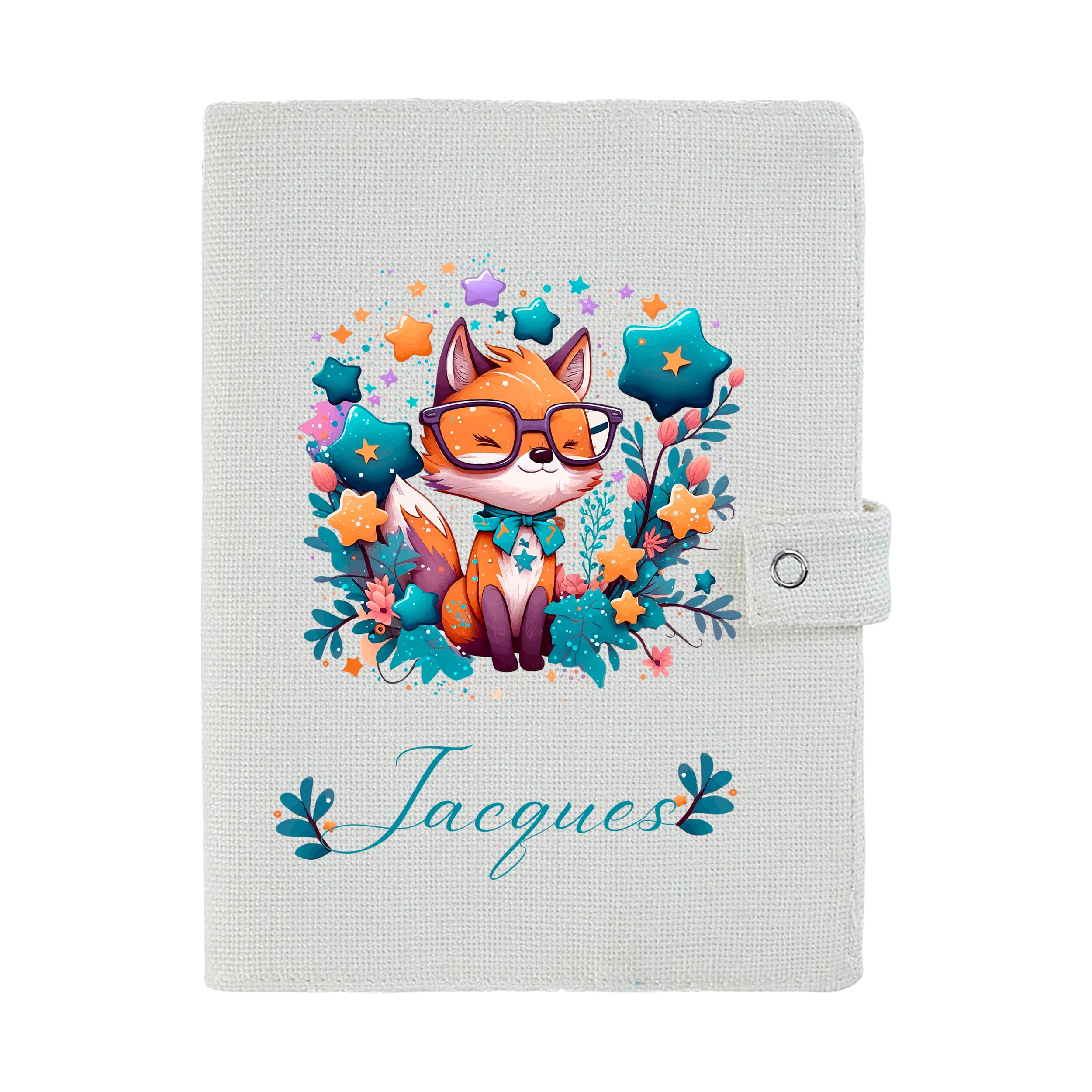 Housse Personnalisable Carnet De Santé - Cadeau Naissance Original Renard Ballons - Protection PVC 16x22cm