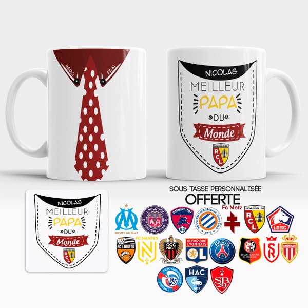 Mug Tasse Meilleur papa du monde prénom à personnaliser cadeau Foot (18 modèles)