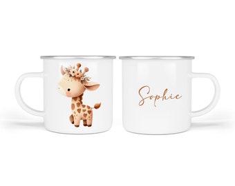 Tasse enfant à personnaliser - girafe - Mug émaillé ultra léger (3 modèles)