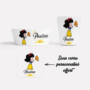 Personalized bowl and cup for children, children&#39;s tableware for home and school, princess collection 12 models to choose from