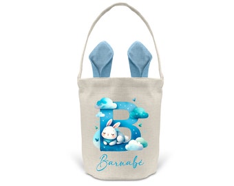 Sac de pâques personnalisé, Oreilles de lapin couleur bleu