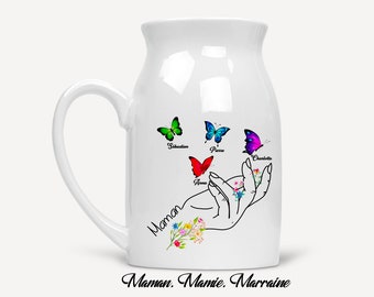 Pot à lait personnalisable petit vase céramique personnalisé Cadeau Maman Mamie Tata Marraine