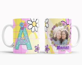 Mug Tasse - La meilleure maman du monde : Initiale + Prénom + Photo