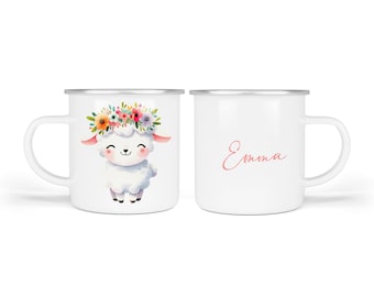 Tasse enfant à personnaliser - petit mouton - Mug émaillé ultra léger (3 modèles)