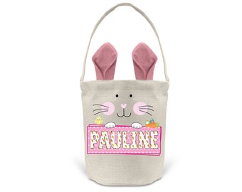 Sac de pâques personnalisé, Oreilles de lapin couleur rose