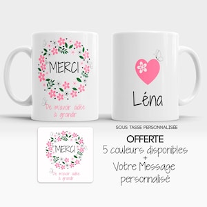 Mug Cup - Thank you for helping me grow to personalize first name - gift for Teacher, Atsem, Nanny (5 models)