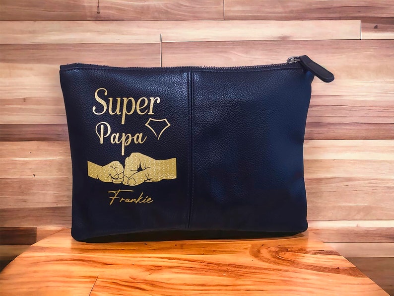 Etui Pochette Super Papa Papy Parrain prénom personnalisé Cadeau 2820 cm 2L Trousse image 2