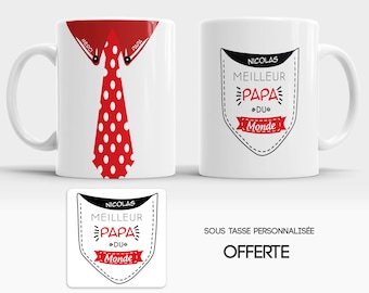 Mug Tasse Meilleur papa du monde prénom à personnaliser cadeau