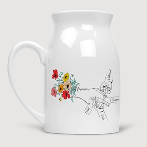 Customizable milk jug, small personalized ceramic vase, Mom and Grandma gift