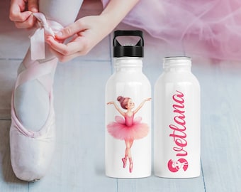 Gourde ballerine danse classique prénom à personnaliser  600 ml inox Cadeau enfant 9 modèles différents