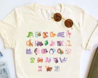 Animal Alphabet Letters T-Shirt, Funny School Shirt