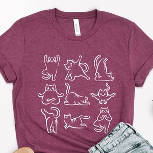 Yoga Cat Shirt, Funny Cat Shirt, Meditating Cats Doing Yoga Tee, Yoga Kitten Namaste Shirt for Cat Lover Yogi Women, Cat Owner Mom Gift Tee