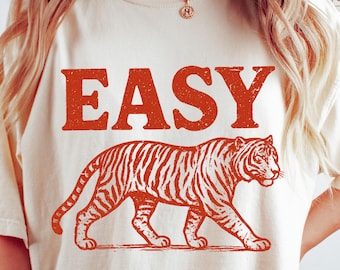 Comfort Colors Easy Tiger T-Shirt: Retro Boho Graphic Tee