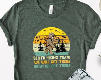 Sloth Hiking Team T-Shirt: Funny Outdoor Adventure Tee