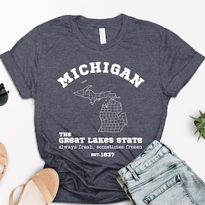Michigan State Shirt, Great Lakes State of Michigan Shirt, Michigan Made Tee, Michigan Love Great Lakes Apparel Gift for Michigan Native Tee
