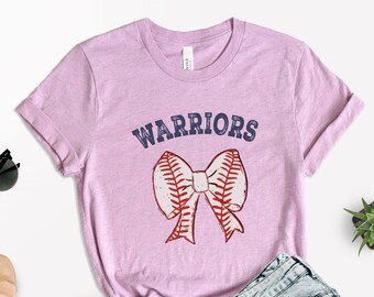 Baseball Warriors T-Shirt, Women Baseball Shirt, Coquette Bow Baseball Tee, Womens Baseball Lover Gift Shirt, Baseball Game Day Shirt