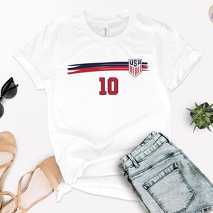 US Soccer T-Shirt, USA World Cup 2026 Shirt, Number 10 Football Tee image 2