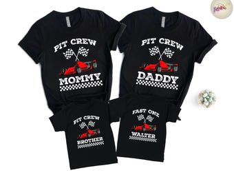 Personalized Fast One Pit Crew T-Shirt, Race Car Shirt, Matching Family Birthday Gift Tee