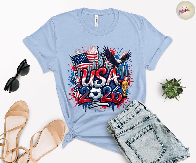 USA 2026 T-Shirt, US Soccer World Cup Shirt, Patriotic Game Day Tee image 4