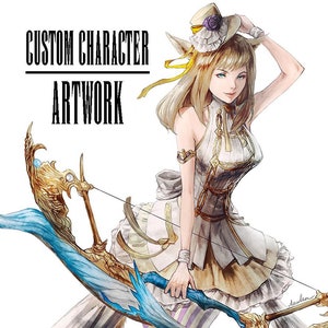 Aangepast personagekunstwerk / Full-body illustratie / Final Fantasy XIV, WoW enz.