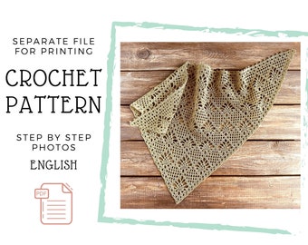 Boho Lace Crochet Bandana Pattern: Triangular Head Scarf (PDF Pattern)