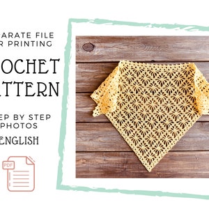 Crochet Bandana Pattern,  Boho Crochet Bandana, Crochet Kerchief Pattern