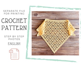 Boho Crochet Bandana Pattern: Triangular Kerchief (PDF Tutorial with Charts and Step-by-Step Photos)