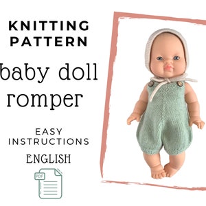 Baby Doll Strampler Strickmuster: Passend für Miniland, Minikane, Corolle 13-15&quot;Puppen (PDF-Muster)