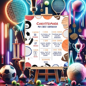 Mijlpaalbord eerste verjaardag sport Alle sporten Mijlpaalbord 1e verjaardag Mijlpaal eerste verjaardag baby 1e verjaardag Alle sporten