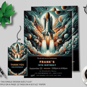 Blast off into fun with our Galaxy Blast Off Invitation! Ideal for both boys and girls, this editable template brings the universe to your birthday party.