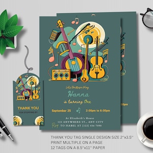 Music Birthday Invitation Musical Instruments Invitation Music Party Sing and Dance Musical Band Editable Digital Template INSTANT DOWNLOAD