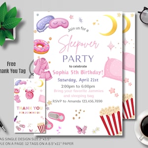 Bearbeitbare Pyjama Party Geburtstagseinladung Sleepover Geburtstag einladen Pink Girl Spa Tween Teen Digital Download Druckbare Vorlage