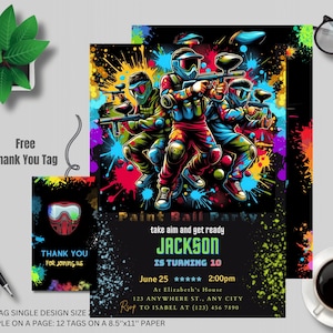 Get ready for action with our Paintball Battle Editable Birthday Invite! Perfect for any paintball birthday or paint ball party, this instant download lets you customize for an unforgettable event. Dive into the fun!
