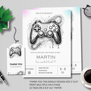 Invitation d&#39;anniversaire de jeu vidéo Invitation d&#39;anniversaire d&#39;arcade Invitation d&#39;anniversaire de joueur Invitation de partie de jeu numérique instantanée MODIFIABLE