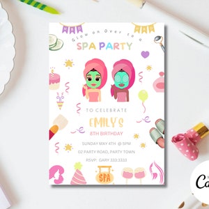 Spa Party Invitation Editable Pamper Party Invite Template Glitz and Glam Girls Tween Manicure & Pedicures Birthday Instant Download, SP4