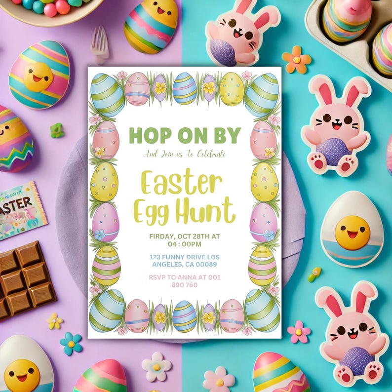 Editable Easter Egg Hunt Flyer Template, Printable Easter Egg Hunt ...