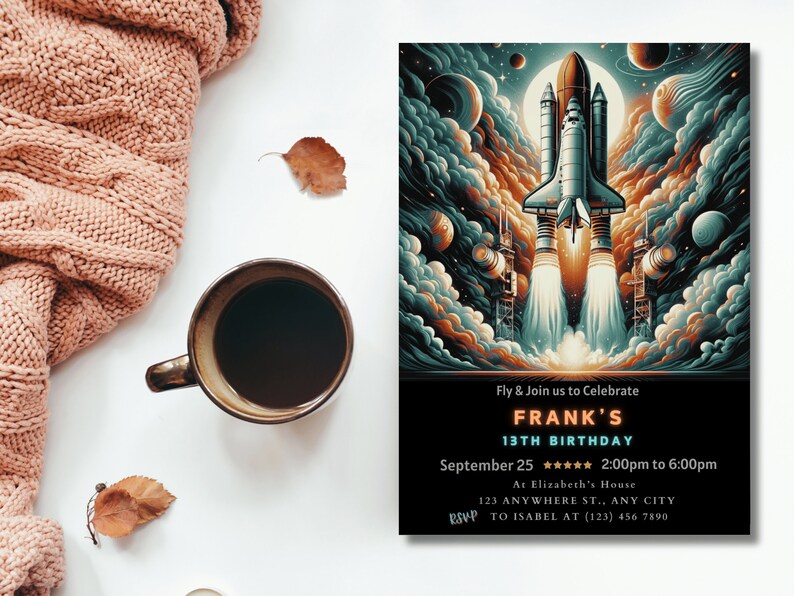 Our Girl Space Birthday Invitation is a universe of fun. Editable and instant to download, it is perfect for a special space-themed birthday celebration.