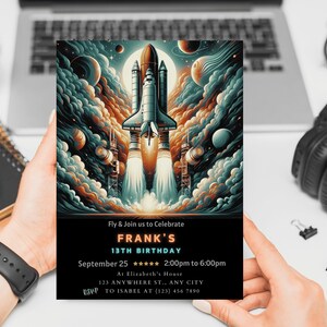 Get ready for lift-off with our Rocket Ship Astronaut Invite. This editable, printable invitation is great for an out-of-this-world girl or boy's party.