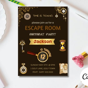Escape Room Birthday Invitation, Editable Escape Room Invitation, Escape Room Party for Girls and Boys, Editable Instant Download E10