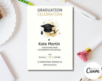 Editable Graduation Invitation High School Graduation Invitation College Graduation Invitation Template Printable Instant Download X39
