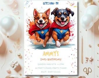 Bearbeitbare Hundegeburtstagseinladung, Welpe Pawty Invite (Digitaler Download)