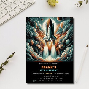 Launch a memorable Astronaut Party with our Outer Space Birthday Invitation. It is an instant, editable download for a stellar boy or girl birthday bash.