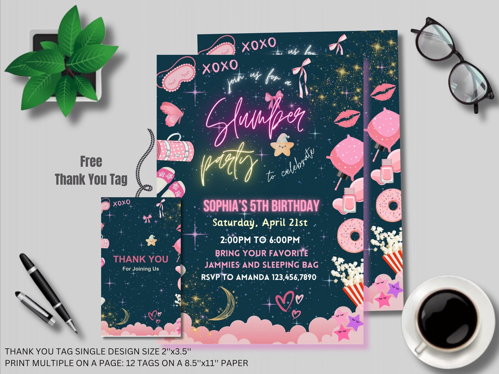 Sleepover Birthday Invitation, Printable Sleepover Invite, Slumber ...