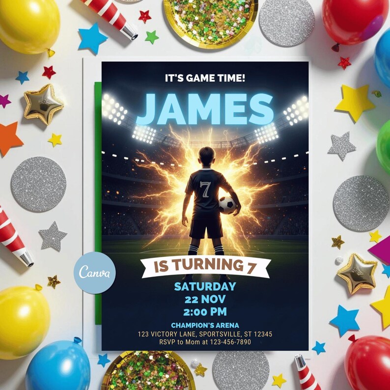 Bring Back Fun Editable Soccer Birthday Invitation: Kids Football Party Invite ...