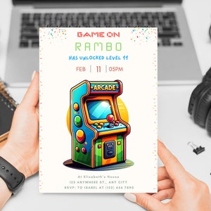 Host a fun neon glow party with this Editable Arcade Birthday Party Invitation. Great for gaming-themed events or minimalist arcade celebrations. Customize this printable template to match your event theme. Instant download makes planning easy. Let us level up the fun.