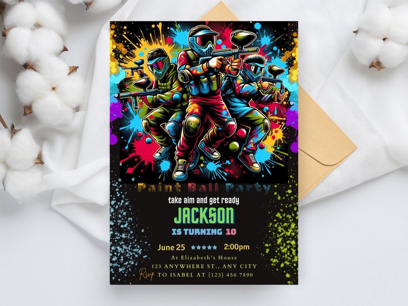 Create a memorable celebration with our Softball Invite Template! Also perfect for paintball birthdays, this editable, instant download invitation lets you personalize your paint ball party.