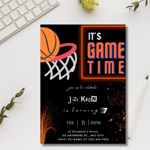 Editable Basketball Invitation, Basketball Birthday Template, Boys Basketball Invite, Printable Sports Theme Party Instant Download B92