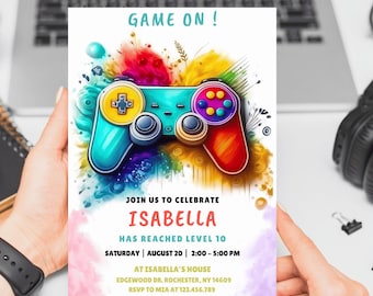 Editable Video Game Birthday Invitation, Gamer Party (Digital Download)
