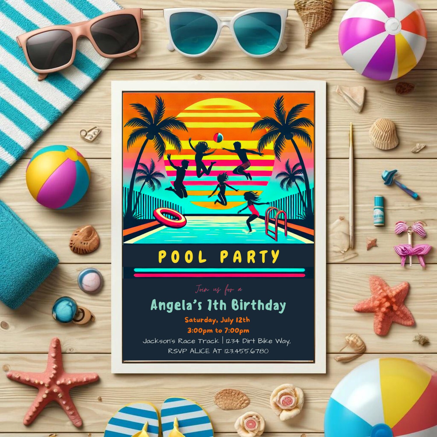Tropical Pool Party Invitation, Editable Summer Theme (digital Download ...